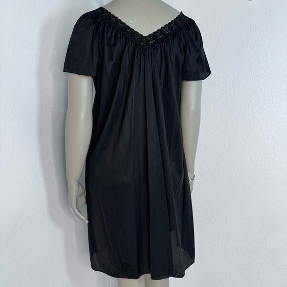 Vintage Babydoll Sheer Black Slip Dress Nightgown Fairy Grunge Coquette Goth - Picture 5 of 7